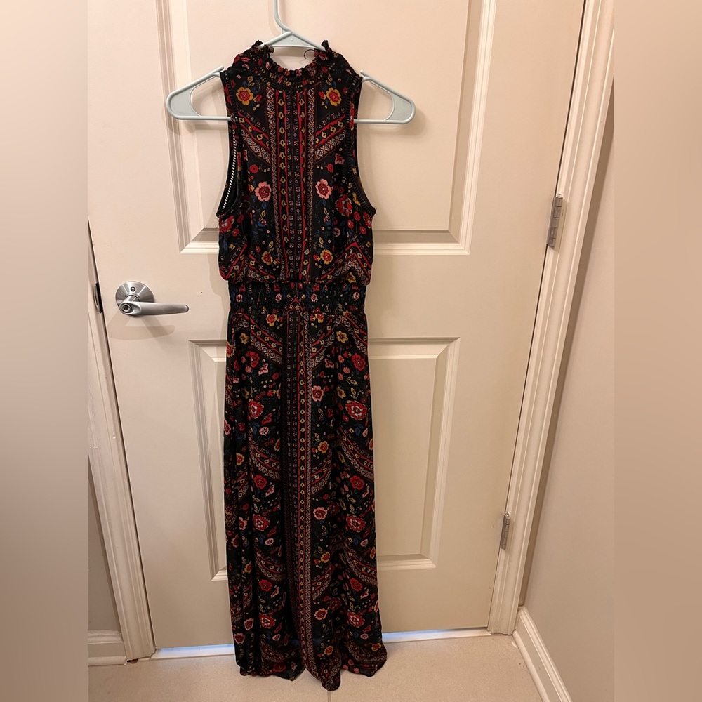 Xhilaration sleeveless maxi dress with floral pattern and high neck